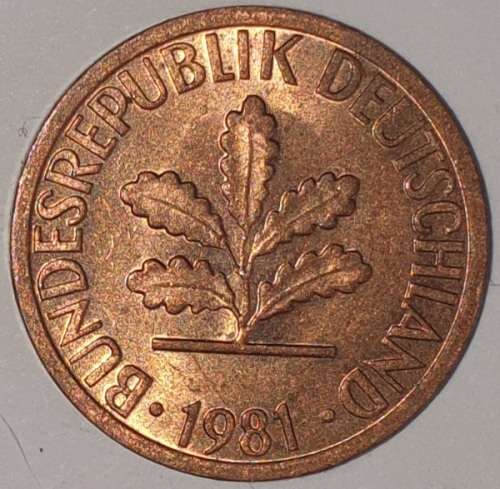 1981 D - 1 PFENNIG - ONE PFENNIG - GERMANY - FEDERAL REPUBLIC - (Copper Plated Steel)